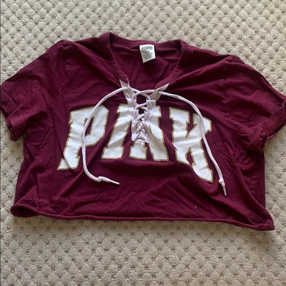 PINK short sleeve cropped tee